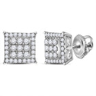 14kt White Gold Square Cluster Diamond Earrings: A Mesmerizing Sparkle of Elegance - Top View