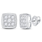 Captivating Brilliance: 14kt White Gold Womens Round Diamond Square Cluster Stud Earrings 1/2 Cttw  Top View from Splendid Jewellery