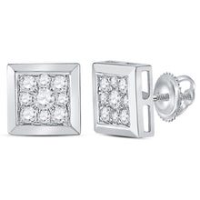 Load image into Gallery viewer, 14kt White Gold Diamond Cluster Stud Earrings - Timeless Elegance and Sparkling Brilliance  Top View from Splendid Jewellery
