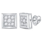 14kt White Gold Diamond Cluster Stud Earrings - Timeless Elegance and Sparkling Brilliance  Top View from Splendid Jewellery
