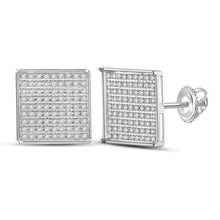 Load image into Gallery viewer, 14kt White Gold Square Diamond Earrings: A Modern Twist on Classic Elegance  Top View from Splendid Jewellery