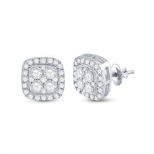 Load image into Gallery viewer, Dazzling Square Diamond Earrings in 14kt White Gold - Top View