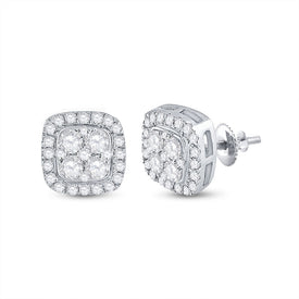 Dazzling Square Diamond Earrings in 14kt White Gold - Top View