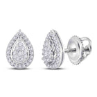 14kt Diamond Teardrop Earrings - Timeless Elegance in White Gold - Top View