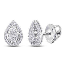 14kt Diamond Teardrop Earrings - Timeless Elegance in White Gold - Top View