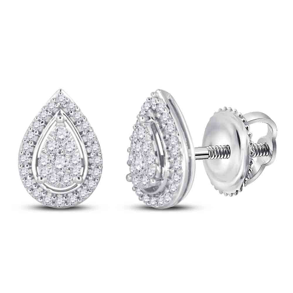Earrings | 14kt White Gold Womens Round Diamond Teardrop Earrings 1/2 Cttw | Splendid Jewellery GND