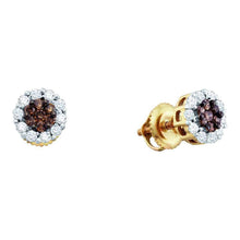 Load image into Gallery viewer, 14kt Golden Blooming Diamond Cluster Earrings  Top View from Splendid Jewellery
