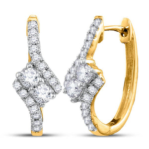 Earrings | 14kt Yellow Gold Womens Round Diamond Bypass 2-stone Earrings 1/2 Cttw | Splendid Jewellery GND