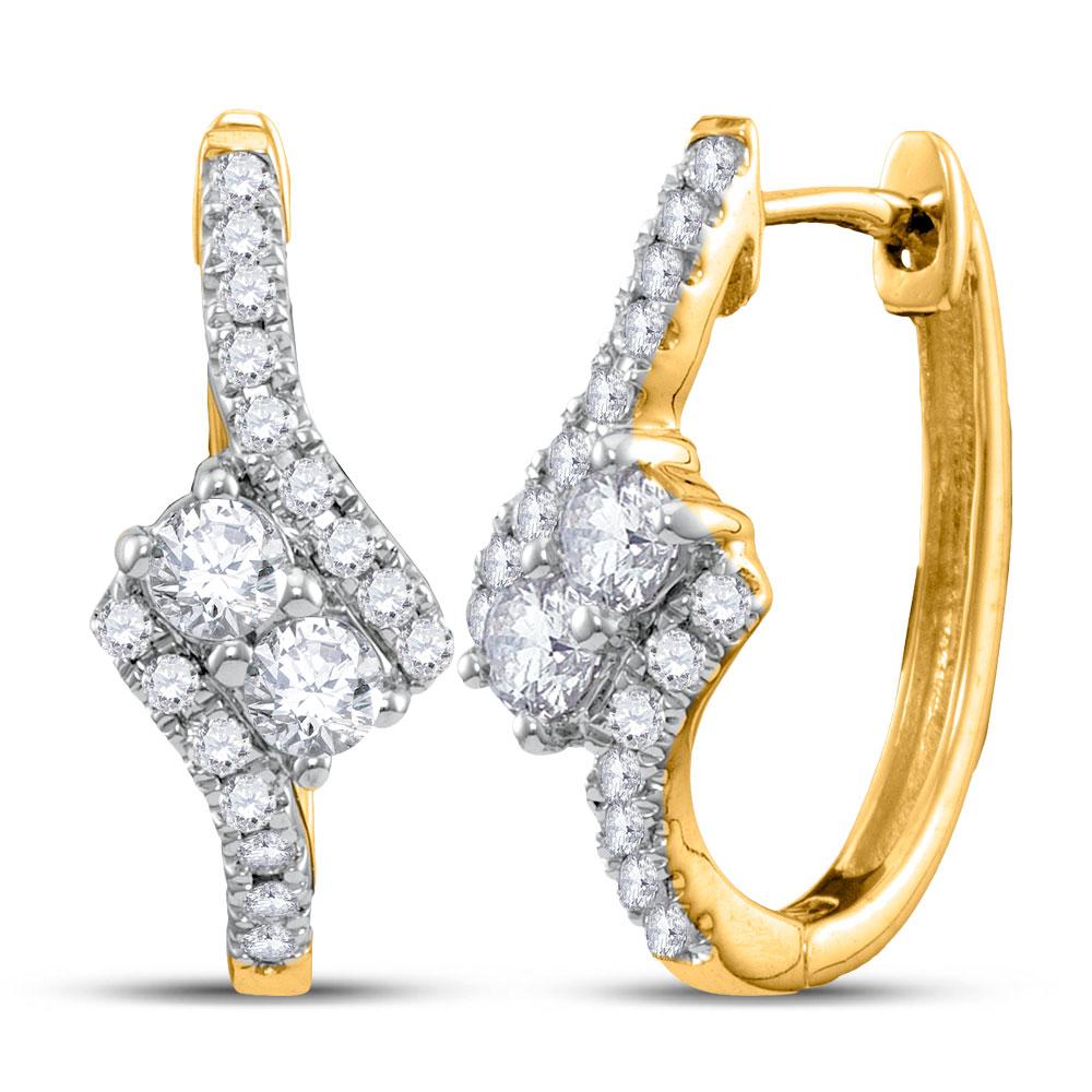 Earrings | 14kt Yellow Gold Womens Round Diamond Bypass 2-stone Earrings 1/2 Cttw | Splendid Jewellery GND