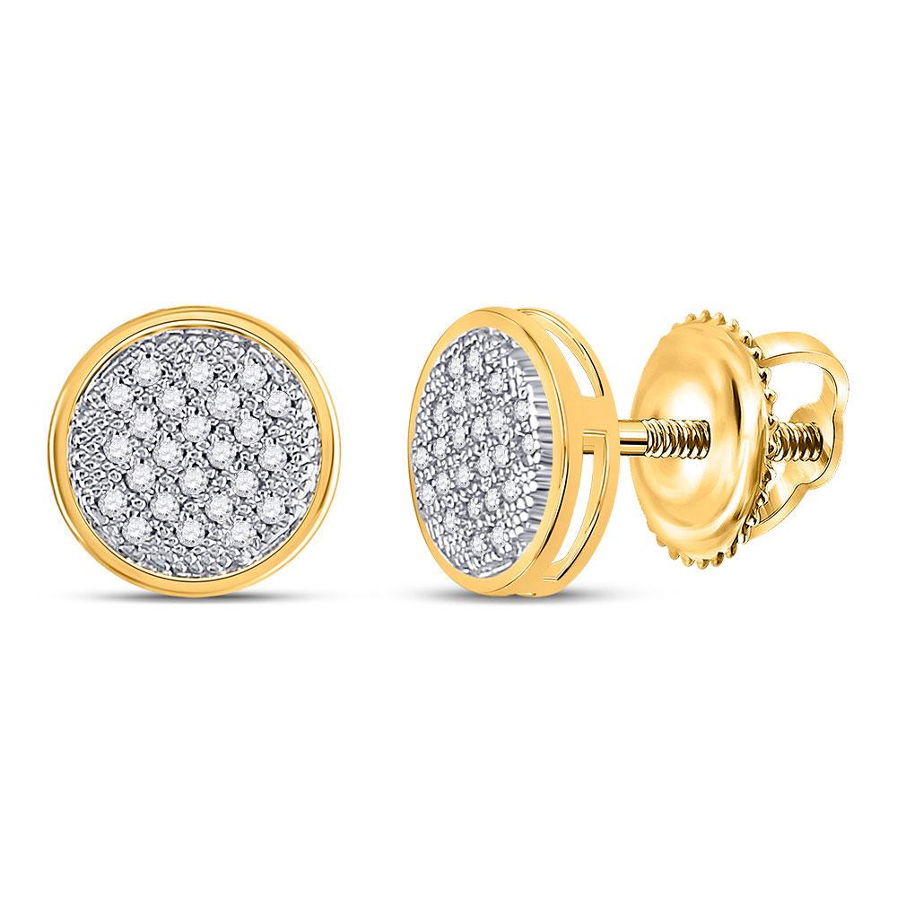 Earrings | 14kt Yellow Gold Womens Round Diamond Circle Earrings 1/6 Cttw | Splendid Jewellery GND