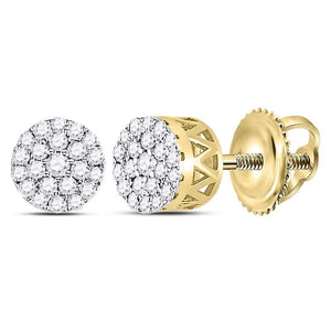 Earrings | 14kt Yellow Gold Womens Round Diamond Concentric Circle Cluster Earrings 1/4 Cttw | Splendid Jewellery GND