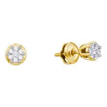 Load image into Gallery viewer, 14kt Golden Blossom Diamond Cluster Earrings  Top View from Splendid Jewellery