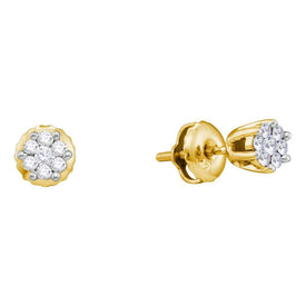 14kt Golden Blossom Diamond Cluster Earrings  Top View from Splendid Jewellery