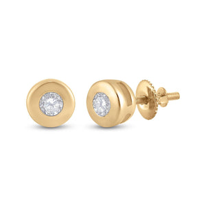 Earrings | 14kt Yellow Gold Womens Round Diamond Solitaire Earrings 1/10 Cttw | Splendid Jewellery GND