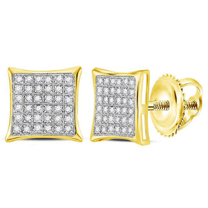 Earrings | 14kt Yellow Gold Womens Round Diamond Square Cluster Earrings 1/4 Cttw | Splendid Jewellery GND