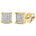 Radiant Brilliance: 14kt Yellow Gold Diamond Square Cluster Earrings  Top View from Splendid Jewellery