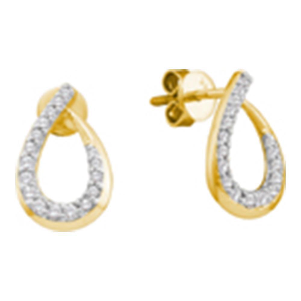 Earrings | 14kt Yellow Gold Womens Round Diamond Teardrop Earrings 1/4 Cttw | Splendid Jewellery GND