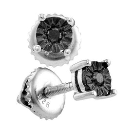 Captivating Noir Diamond Solitaire Stud Earrings in Sterling Silver  Top View from Splendid Jewellery