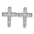 Sterling Silver Diamond Cross Huggie Hoop Earrings: A Symbolic Sparkle  Top View from Splendid Jewellery