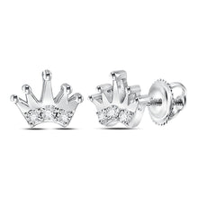 Load image into Gallery viewer, Dazzling Sterling Silver Crown Diamond Earrings  Top View from Splendid Jewellery