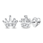Dazzling Sterling Silver Crown Diamond Earrings  Top View from Splendid Jewellery