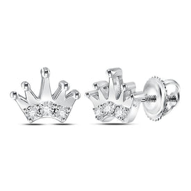 Dazzling Sterling Silver Crown Diamond Earrings  Top View from Splendid Jewellery