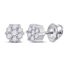Load image into Gallery viewer, Sterling Silver Diamond Blossom Stud Earrings  Top View from Splendid Jewellery