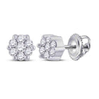Sterling Silver Diamond Blossom Stud Earrings  Top View from Splendid Jewellery