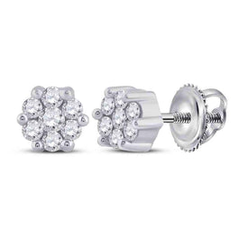 Sterling Silver Diamond Blossom Stud Earrings  Top View from Splendid Jewellery
