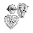 Heartfelt Brilliance: Sterling Silver Womens Round Diamond Heart Earrings 1/20 Cttw  Top View from Splendid Jewellery