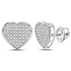 Radiant Love: Sterling Silver Diamond Heart Earrings  Top View from Splendid Jewellery
