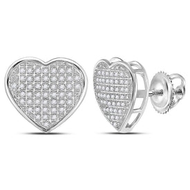 Radiant Love: Sterling Silver Diamond Heart Earrings  Top View from Splendid Jewellery