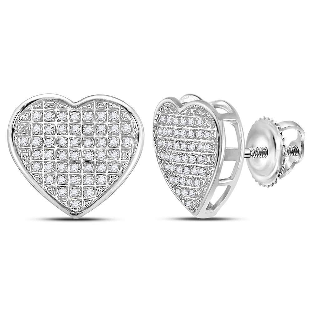 Earrings | Sterling Silver Womens Round Diamond Heart Earrings 1/3 Cttw | Splendid Jewellery GND