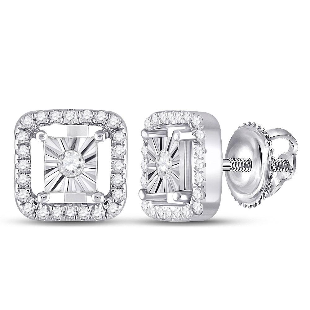 Earrings | Sterling Silver Womens Round Diamond Miracle Square Earrings 1/4 Cttw | Splendid Jewellery GND