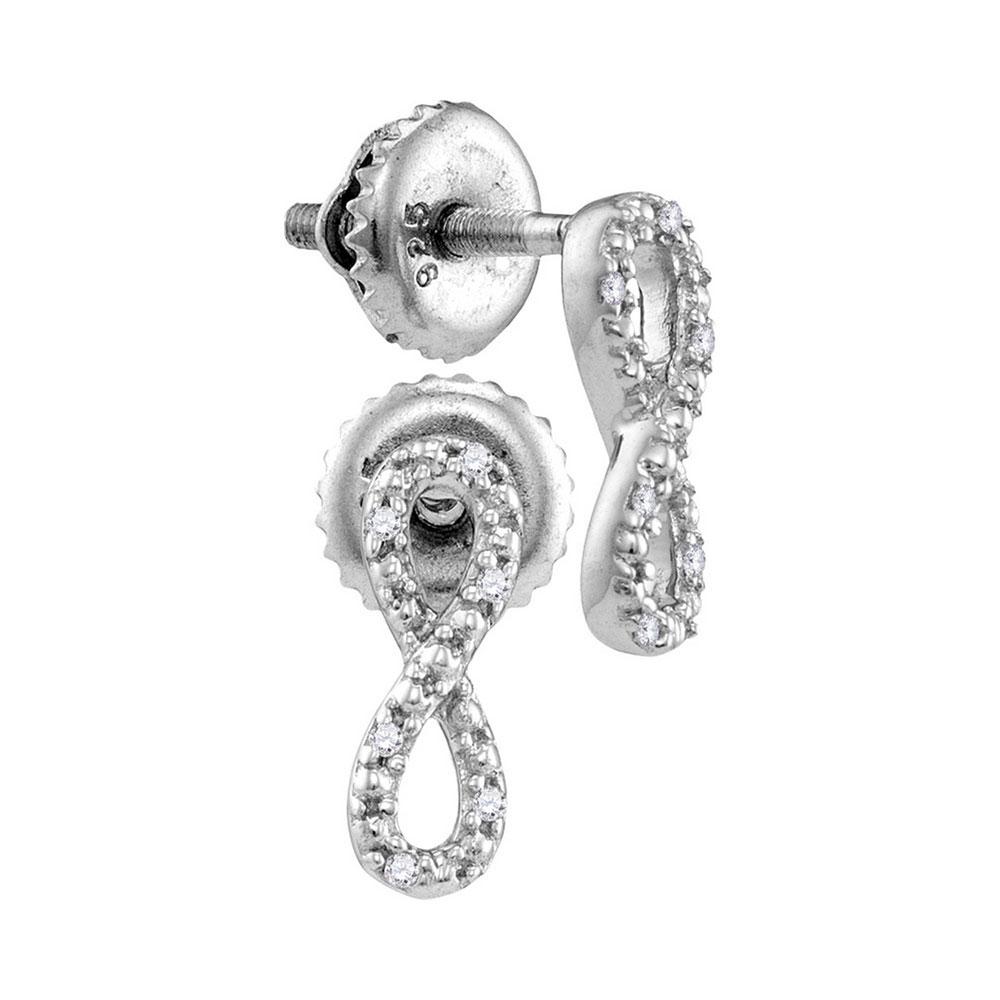 Earrings | Sterling Silver Womens Round Diamond Vertical Infinity Earrings 1/20 Cttw | Splendid Jewellery GND