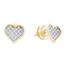 Load image into Gallery viewer, Yellow-tone Heart Cluster Diamond Earrings - A Dazzling Expression of Elegance and Style  Top View from Splendid Jewellery