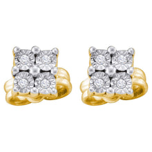 Load image into Gallery viewer, Radiant Sunburst Diamond Cluster Earrings  Top View from Splendid Jewellery