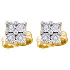 Radiant Sunburst Diamond Cluster Earrings  Top View from Splendid Jewellery