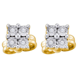 Radiant Sunburst Diamond Cluster Earrings  Top View from Splendid Jewellery