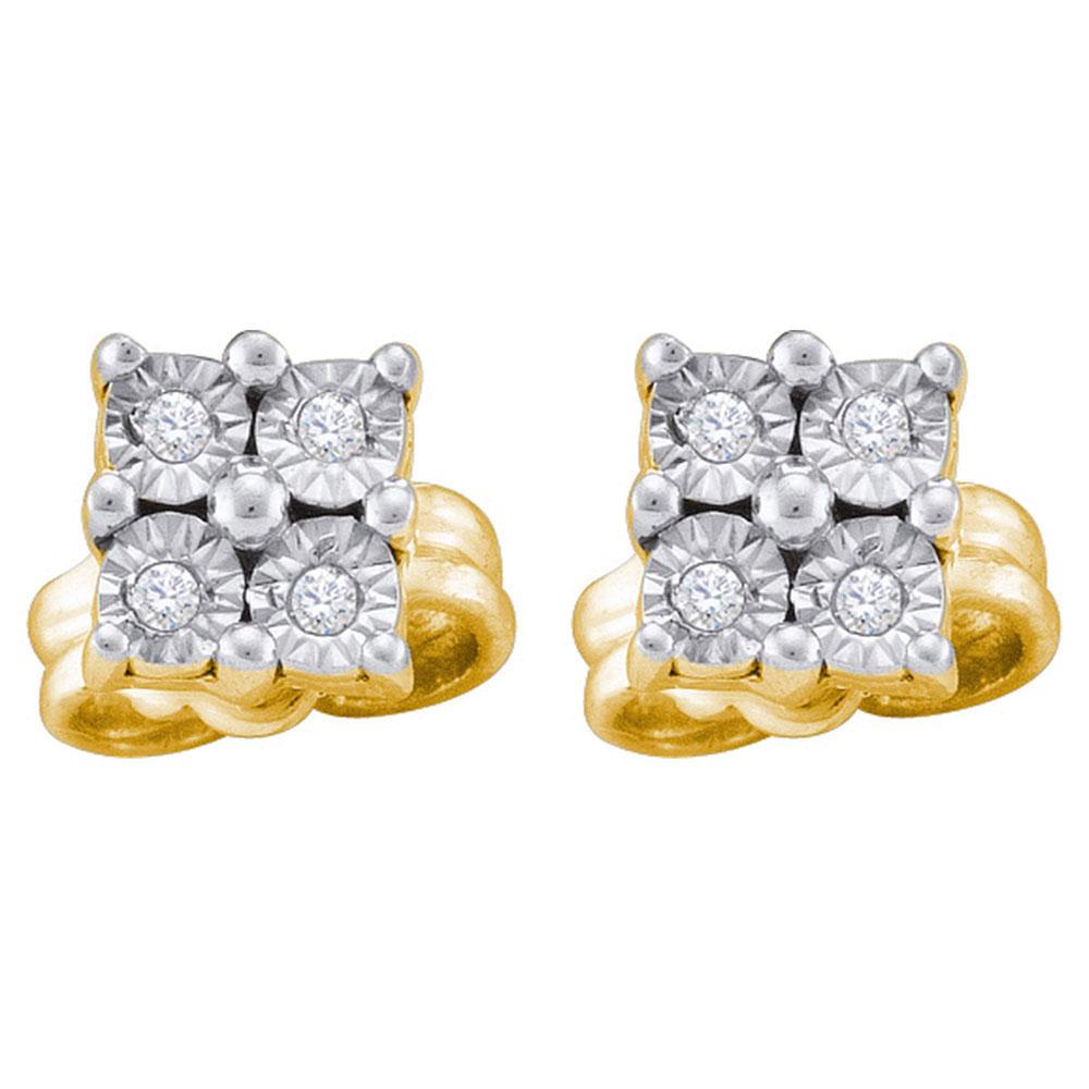 Earrings | Yellow-tone Sterling Silver Womens Round Diamond Cluster Earrings 1/20 Cttw | Splendid Jewellery GND