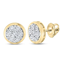 Load image into Gallery viewer, Glamorous Yellow-tone Sterling Silver Diamond Cluster Stud Earrings  Top View from Splendid Jewellery