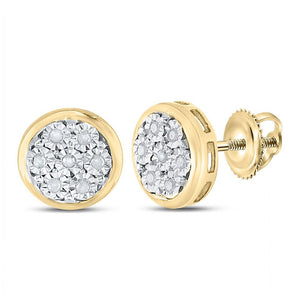 Earrings | Yellow-tone Sterling Silver Womens Round Diamond Cluster Stud Earrings 1/10 Cttw | Splendid Jewellery GND