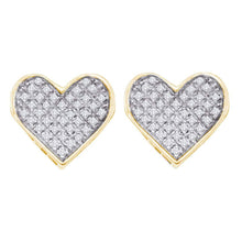 Load image into Gallery viewer, Radiant Love: Yellow-tone Sterling Silver Diamond Heart Cluster Earrings  Top View from Splendid Jewellery