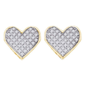 Radiant Love: Yellow-tone Sterling Silver Diamond Heart Cluster Earrings  Top View from Splendid Jewellery