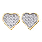 Radiant Love: Yellow-tone Sterling Silver Diamond Heart Cluster Stud Earrings  Top View from Splendid Jewellery