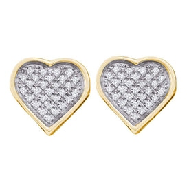 Radiant Love: Yellow-tone Sterling Silver Diamond Heart Cluster Stud Earrings  Top View from Splendid Jewellery