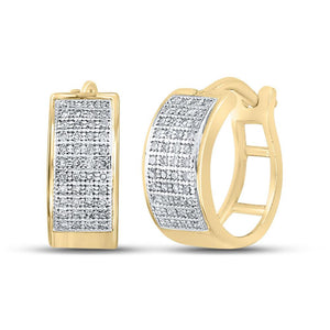 Earrings | Yellow-tone Sterling Silver Womens Round Diamond Huggie Earrings 1/4 Cttw | Splendid Jewellery GND