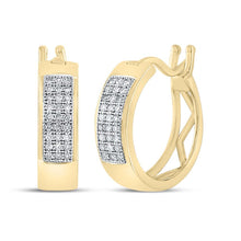Load image into Gallery viewer, Radiant Brilliance: Yellow-tone Sterling Silver Diamond Huggie Earrings  Top View from Splendid Jewellery