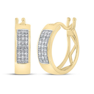 Earrings | Yellow-tone Sterling Silver Womens Round Diamond Huggie Earrings 1/6 Cttw | Splendid Jewellery GND