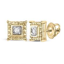 Load image into Gallery viewer, Radiant Glow Diamond Square Stud Earrings  Top View from Splendid Jewellery